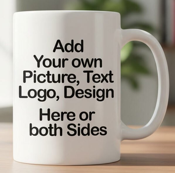 Personalised Mug - Add Your Text, Picture, Design or Logo on This Ceramic Coffee Mug 11oz